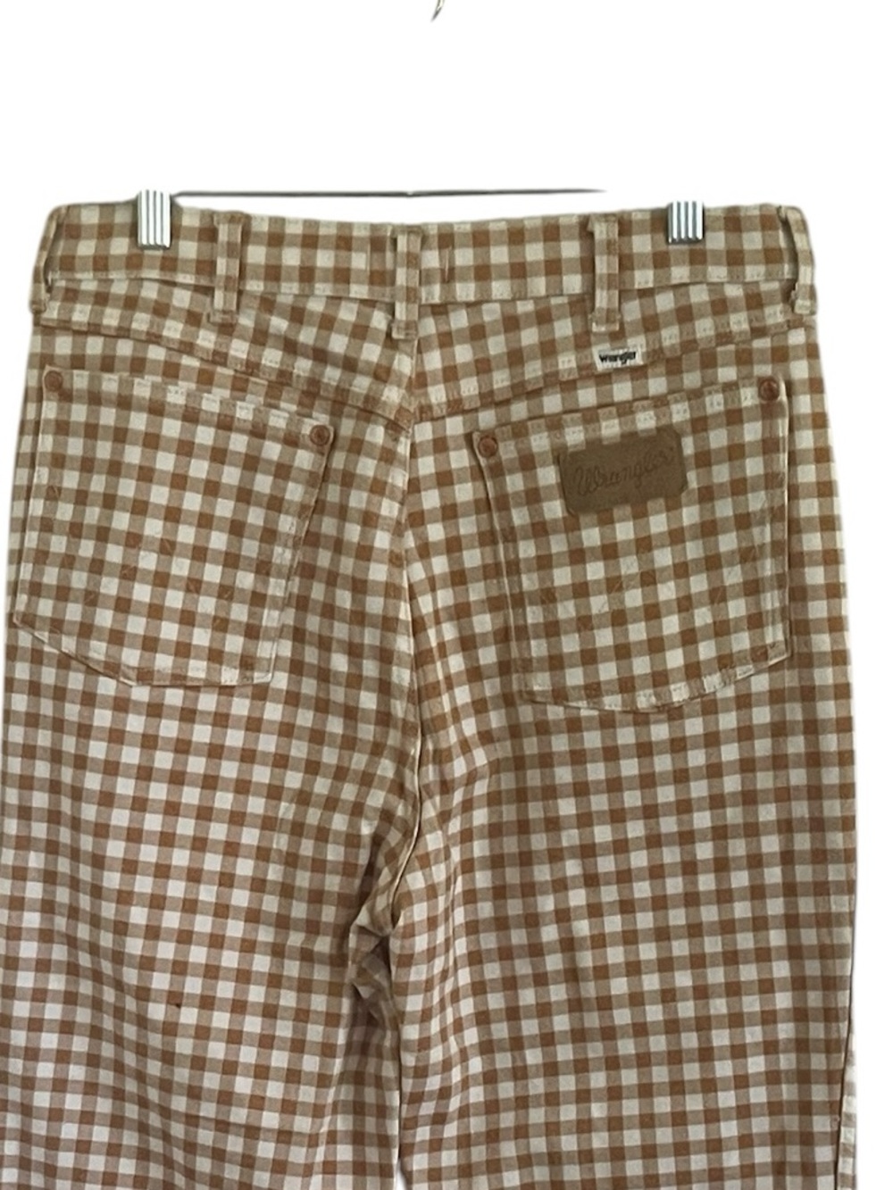 Wrangler Wanderer 622  Tan Gingham Check High Rise Flare Jeans 32 x 32 - Picture 5 of 12